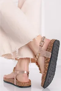 Ružovozlaté sandále s ozdobnými kamienkami Torry