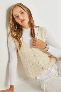 Bianco Lucci Dámske gombíky, vzorovaná pleteninová vesta