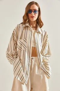 Bianco Lucci Women's Double Pocket Striped Shirt