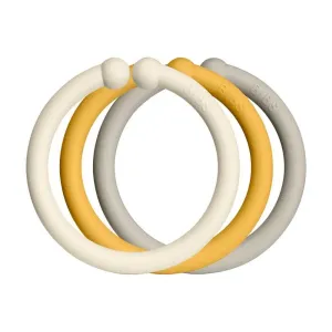 BIBS Loops závesné krúžky Ivory / Honey Bee / Sand 12 ks