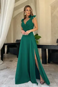 Tmavozelené šaty s viazaním na ramenách Camila #7200263