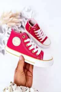Children's High Sneakers With A Zipper BIG STAR HH374137 Pink #6063558