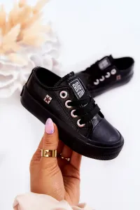 Kids Leather Sneakers Big Star - black #6114154