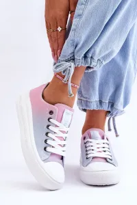 Big Star Low Platform Sneakers Pink & Blue #7365404