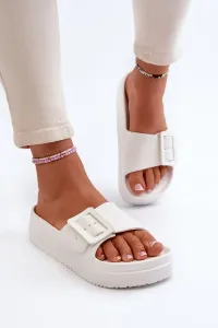 Women's Big Star Foam Platform Slippers with Buckle White #9508991