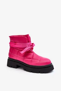 Women's Quilted and Lace-up Ankle Boots - Pink Bizzanti #8793717