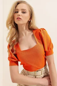 Bigdart 0409 Square Collar Knitted Blouse - Orange