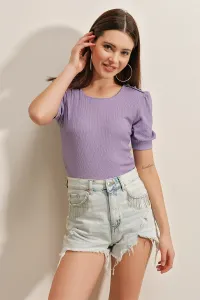 Bigdart 0468 Button Detailed Knitted Blouse - Lilac #7258040
