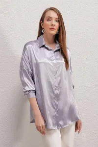 Bigdart 3985 Oversize Satin Shirt - Lilac