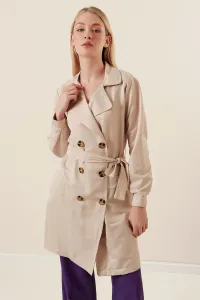 Bigdart 5864 Double Breasted Collar Short Trench Coat - Beige #9307589