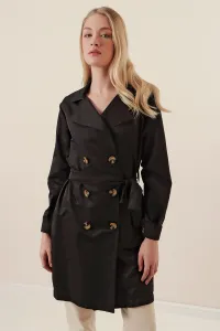 Bigdart 5864 Double Breasted Collar Short Trench Coat - Black #7991228