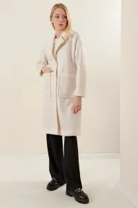 Bigdart 9097 kožený kabát z umelého strihu - biely