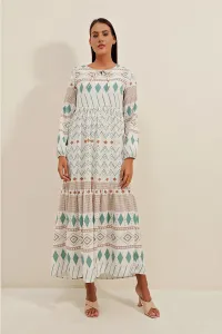 Bigdart 1947 Patterned Long Dress - A. Turquoise #8632074