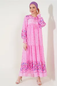 Bigdart 2175 vzorované hidžábové šaty - ružové