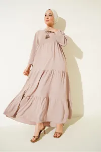 Bigdart 1627 Desert, Lace-up Hijab Dress - C. Beige