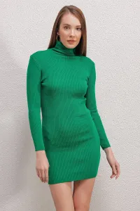 Bigdart 15797 Rolákové svetrové šaty - zelené