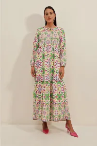 Bigdart 1947 Patterned Long Linen Dress - Multicolored #7499598