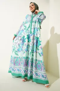 Bigdart 2423 Autentické vzorované hidžábové šaty - D. Mint #7477929