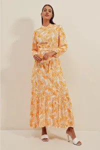 Bigdart 2158 Exotic Pattern Dress - Saffron