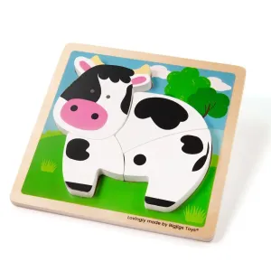 Bigjigs Toys Chunky Lift-Out Puzzle Cow aktivity vkladačka z dreva 12 m+ 1 ks