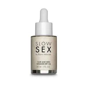 Suchý olej na telo a vlasy s trblietkami BIJOUX INDISCRETS Slow Sex 30 ml