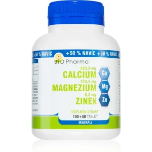 Bio Pharma Kalcium + magnesium + zinok tablety pre normálnu funkciu imunitného systému, stavu kostí a činnosť svalov 150 tbl