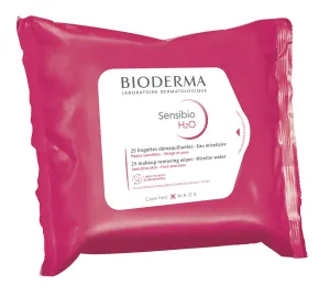 Bioderma Micelárna obrúsky na citlivú pleť Sensibio H2O (Make-Up Removing Wipes) 25 ks