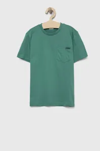 Detské bavlnené tričko Birba&Trybeyond zelená farba, jednofarebný
