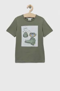 Detské bavlnené tričko Birba&Trybeyond zelená farba, s nášivkou #8612067