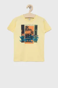 Detské bavlnené tričko Birba&Trybeyond žltá farba, s potlačou #208797