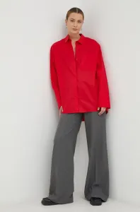 Bavlnená košeľa Birgitte Herskind dámska, červená farba, voľný strih, s klasickým golierom #4641541