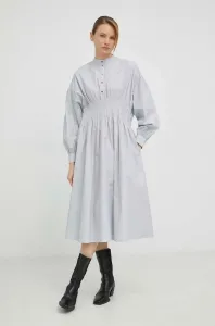 Bavlnené šaty Herskind biela farba, midi, áčkový strih