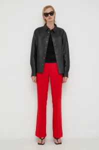 Nohavice Herskind dámske, červená farba, rovné, vysoký pás #2562294