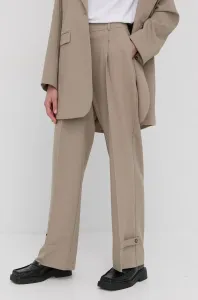 Nohavice Herskind Logan dámske, béžová farba, rovné, vysoký pás #6354958