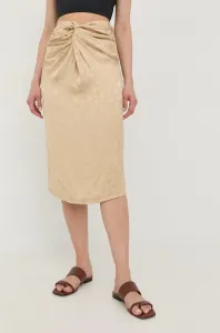 Sukňa Herskind béžová farba, midi, rovný strih