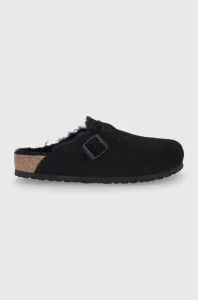 Semišové papuče Birkenstock Boston VL/Fell čierna farba #8405758