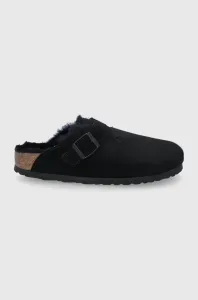 Semišové papuče Birkenstock Boston čierna farba #174588