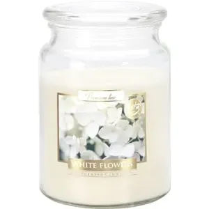Bispol  White Flowers  Maxi sviečka v skle s viečkom 500 g
