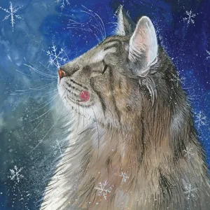 Vianočné prianie s mačkou a snehovými vločkami #2488380