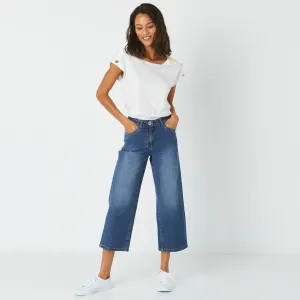 Široké 7/8 skrátené džínsy pre nižšiu postavu #5728547