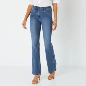 Strečové džínsy bootcut pre nižšiu postavu #5728188
