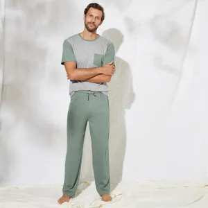 Jednofarebné pyžamové nohavice, zelené #5749874
