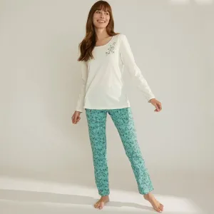 Pyžamové nohavice s potlačou kvetín #7321524
