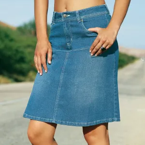 Rozšírená džínsová sukňa #7317033