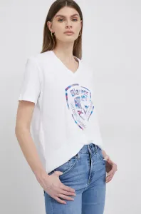 Bavlnené tričko Blauer biela farba