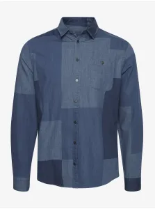 Modrá rifľová vzorovaná košeľa Blend Patchwork #731327