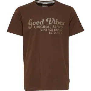 BLEND REGULAR FIT Pánske tričko, hnedá, veľkosť #8498631