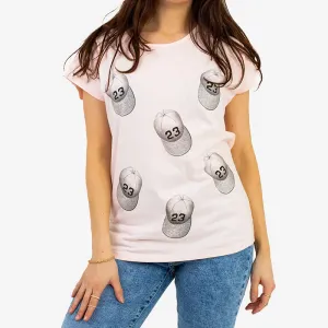 Svetloružové dámske tričko s trblietkami a potlačou - Oblečenie