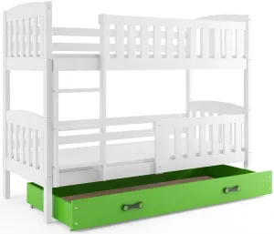 BMS Detská poschodová posteľ KUBUŠ | biela Farba: biela / zelená, Rozmer.: 190 x 80 cm