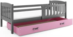 BMS Detská posteľ KUBUŠ 1 s úložným priestorom | sivá Farba: Sivá / ružová, Rozmer.: 160 x 80 cm #8008919